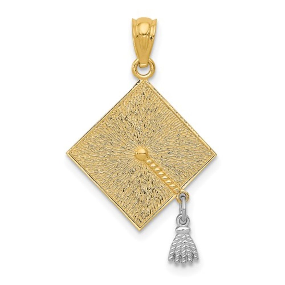 14k Two-tone Gold Graduation Cap Pendant